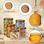 Gerrii Multicolor Sunflower Round 5 Pcs Vintage Glass Food Storage Containers 17/24/34 oz Glass Jar with Lid Airtight Candy Food Canisters for Kitchen Counter Pantry Coffee Beans - Image 3