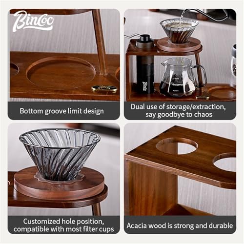 Bincoo Universal Coffee Stand, Acacia Wood Pour Over Coffee Caddy & Espresso Machine Stand, Coffee Bar Station Organizer Stand Caddy for Pour Over Maker & Manual Coffee Grinder - Image 4