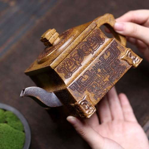 Tea Kettle Chinese Retro Square Han Ding Teapot Exquisite Retro Handmade Square Teapot Ceramic Tea Infuser - Image 5