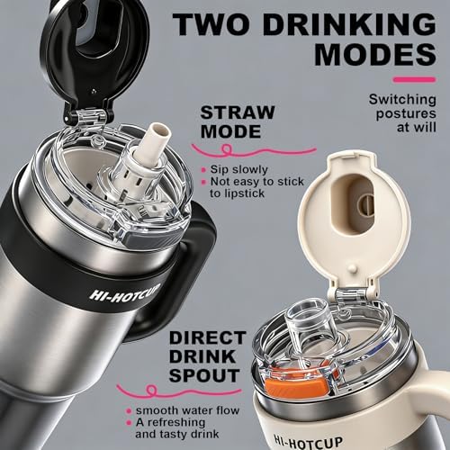 (Gradient White-316stainless steel inner+ Handle+independent tea utensil+3 drinking mode) 40oz Insulated Tumbler with Handle, 316 Stainless Steel Vacuum Travel Mug for Car Office Gym Outdoor - Image 4