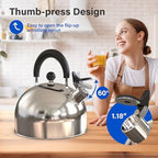 Whistling Stovetop Tea Kettle, 3.2 Quart Stainless Steel Teapot with Cool Touch Ergonomic Handle, Hot Water Fast to Boil, Silver - Image 4