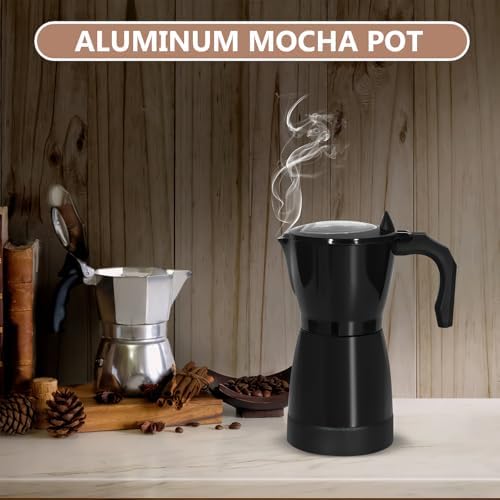 Coffee Pot Electric Espresso Coffe Maker, 300ml 6 Cups Aluminum Moka Pot with Overheat Protection and Detachable Base, Portable Italian Moka Maker, 450W, Black - Image 3