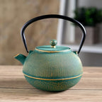 Urban Tokyo 27 fl oz Cast Iron Teapot Japanese Style Tetsubin Tea Kettle with Stainless Steel Infuser, Stovetop Safe, Green with Gold Accents, Excellent Heat Retention for Loose Leaf Tea - Image 2
