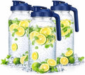 64oz Glass Pitcher with Handle and Flip Lid, Leak-Proof Seal, 3 Pack Mason Jar Pitchers, Suitable for Iced Tea, Juice, Milk, Iced Coffee, Blue by SmartGlassDailyLife