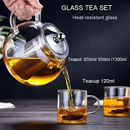 Moisture 650ml/950ml Clear Borosilicate Glass Teapot with Removable 304 Stainless Steel Filter Cool Kettle Flower Teapot (Color : 650ML) - Image 5