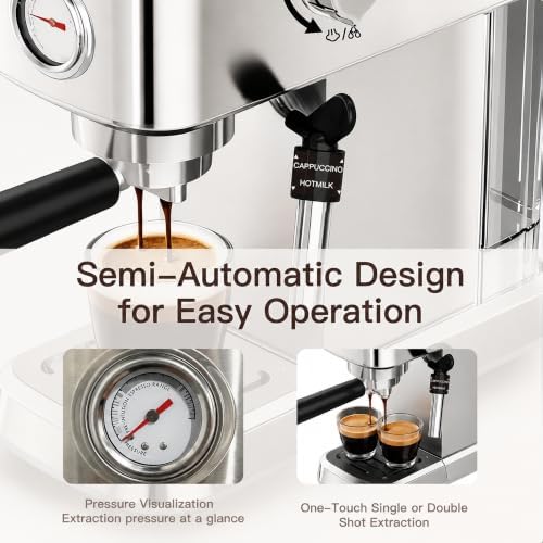 MEGAWISE 20 Bar Espresso Machine with Adjustable Milk Frother - Image 5
