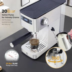 Takywep Compact 20 Bar Espresso Machine with Built-In Steam Milk Frother, Stainless Steel Semi-Automatic Coffee Maker with Removable Water Tank for Lattes, Cappuccinos, Macchiatos, Home and Office - Image 5