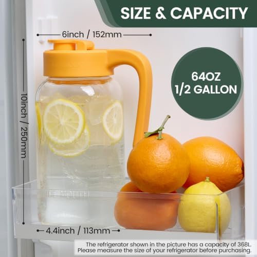 Mason Jar Pitcher, 2 pcs 64 oz (2 quart), Glass Pitcher with Lid - Image 2