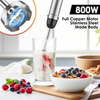 Immersion Blender Handheld for Kitchen,Emulsion Blender Handheld with Titanium Blades,12 Speed Electric Hand Mixer with BPA Free Attachments:Chopper Bowl,Whisk,Milk Frother,Measuring Cup - Image 4