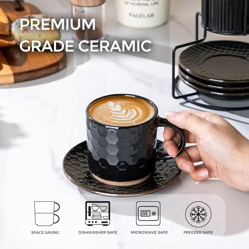 GBhome 6 OZ Coffee Mugs with Saucer and Stand, Ceramic Espresso Coffee Cup - Image 5