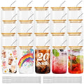 ASKIZ 20Pcs Glass Cups With Bamboo Lids and Straws,16Oz Ice Coffee Cup,Drinking Glasses Cups Set,Water Bottles Glasses for Juicing,Beer,Coffee,Soda,Tea-Glass Tumbler Reusable for Gifts by ASKIZ