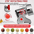 2000g Electric Grain Grinder Spice Grain Mill Stainless Steel 30s 28000RPM High Speedy Grinding with Overload Protection& 5min Timer Mill for Dry Spice Herbs/Nut/Coffee/Rice - Image 4