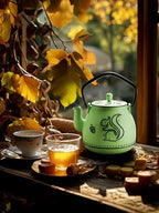 Toptier Teapot with Removable Infuser, Cast Iron Tea Kettle Stovetop Safe, Squirrel Design Tea Pot Coated with Enameled Interior for 32 Ounce (950 ml), Bright Green - Image 6
