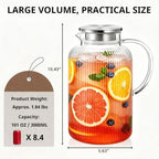 Bivvclaz 3 Liter 101 oz Stripes Glass Pitcher with Lid and Handle - Image 2