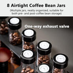 Single Dose Coffee Bean Cellars 8 Pcs, Coffee Bean Container, with Walnut Wood Base, Funnel, One-Way Exhaust Valve, 22-23g Capacity, for Coffee Bean Cellars - Image 3