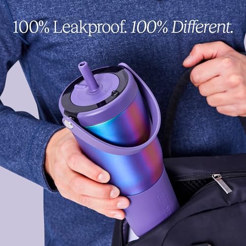 BrüMate Resa 35oz 100% Leakproof Travel Tumbler w/Handle & Straw | Flexible SoftSip Straw | Silicone Sleeve for Durability | Stainless Steel | Cup Holder & Travel Friendly Water Bottle (Blue Agave) - Image 4