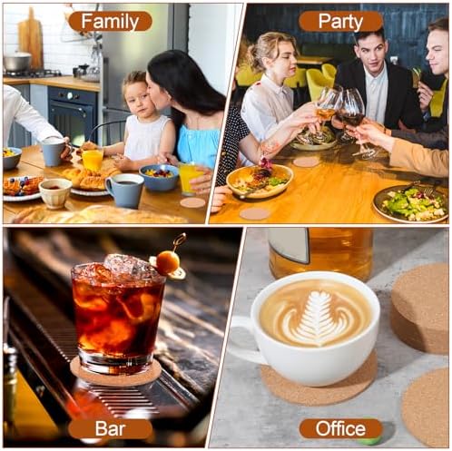 Cork Coasters for Drinks Bulk 3.54 Inch Cork Round Coasters Coffee Coaster - Image 3