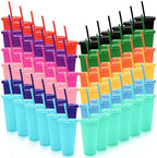 YOUKE OLA 72 Pack Glitter Plastic Cups with Lid and Straw, 24 oz Bulk Reusable Cup for Coffee Cup for Adult Birthday Party (Mix Color) by YOUKEOLA