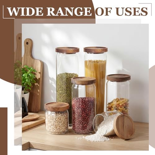 SiliFine Glass Pantry Storage Jar with Lid, 6 Set, Wood Lid - Image 6