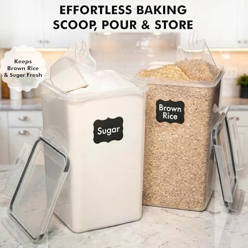 2 PC [7 Qt/ 6.5L/ 220 Oz] Large Flour Storage Containers with Airtight Lids - Image 4