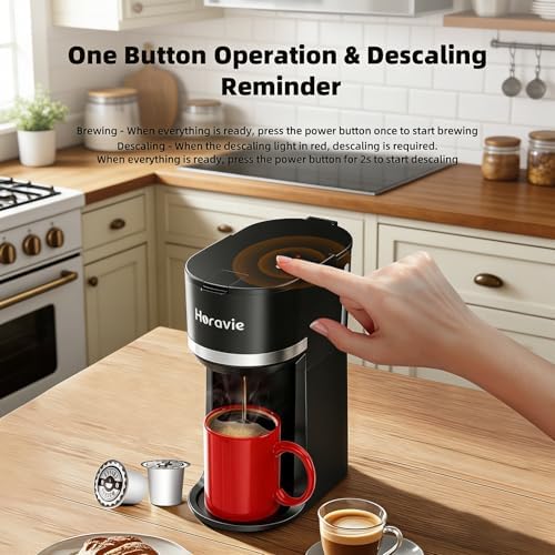 Small Single Serve Coffee Maker for K Cup and Grounds with One Button - Image 5