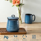 Ceramic Kitchen Canister, Large Food Storage Jar with Aritight Lid for Coffee,Tea,Sugar,Flour,Cookie,Candy,Cereal,Dog Treat, 35 oz Coffee Canister for Kitchen Countertop, Blue - Image 6