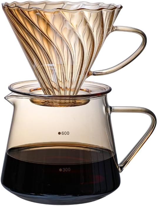 Pour Over Coffee Maker Set, 600ML Glass Carafe Coffee Server with Dripper by AXUYU