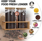 Glass Coffee Storage Container with Bamboo Shelf, 2PCS 49oz Airtight Sealed Coffee Bean Jar with Clamp Lid & Measuring Spoon, Kitchen Pantry Canister Set for Ground Coffee Sugar Tea Flour - Image 5