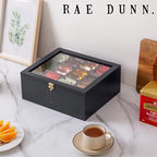 Rae Dunn Tea Bag Organizer - Tea Box Divided Storage Container Box with Hinge Lid for Kitchen Cabinet, Countertop, Pantry, Hold Coffee Pods, Seasoning Packets, Condiments, Black - Image 3