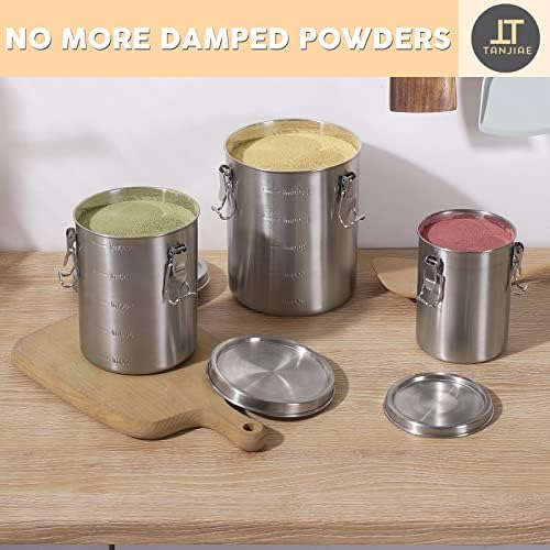 Tanjiae Stainless Steel Airtight Canister Sets for Small Kitchen | Compact High Quality Metal Food Storage Containers with Lids Sealed - Keep Flour, Sugar, Coffee, Tea Fresh for Months (18+35+56fl oz) - Image 6