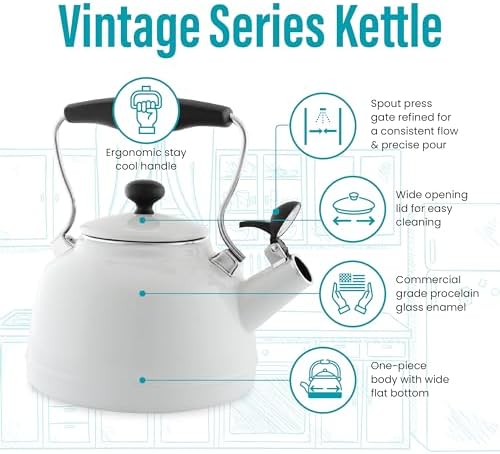 Chantal Tea Kettle, Vintage Series, Enamel on Steel, Whistling (White) - Image 2