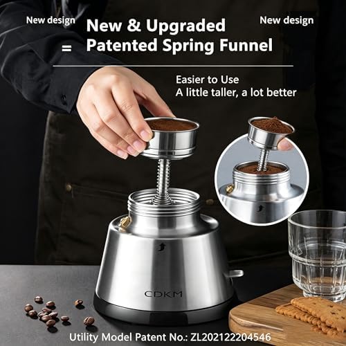 Electric coffee maker,Espresso pot,Stainless steel Moka pot,2/4 cups - Image 5