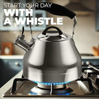 Stovetop Whistling Tea Kettle 2.4 QT / 2.3L, Stainless Steel Water Kettle for Induction, Gas & Electric Stoves, Fast Boiling Tea Kettle with Loud Whistle, Cool Touch Handle, Wide Lid, Shiny, Silver - Image 7