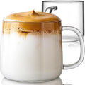 500ml Large Glass Coffee Mugs with Handle – Set of 2 | Clear Glass Cups for Latte, Cappuccino, Tea & Hot Beverages by PrimeWorld