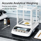 Lab Analytical Balance 500g x 0.001g Precision Digital Scale, with Windshield and RS232 Interface, for Scientific Laboratories, Research, Industrial, Kitchen, Food, Jewelry, 19 Units, 500g Weight - Image 3