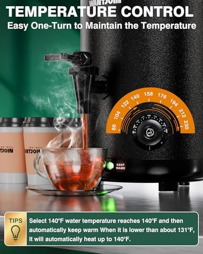 WantJoin Insulated Beverage Dispenser Stainless Steel Black 3.2Gal-Heating - Image 2