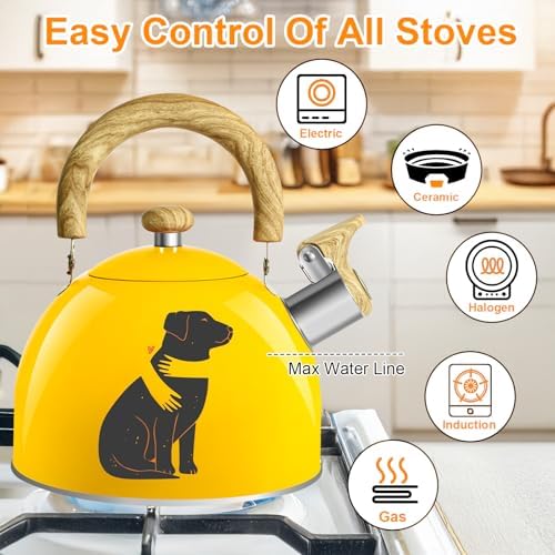 ARC 2-Quart Whistling Yellow Tea Kettle with Magic Color Changing Design - Image 4