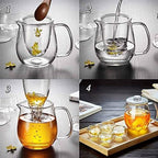 Teapot 650ML Heat Resistant Glass Teapot with Removable Infuser Coffee Maker Kung Fu Tea Set Flower Teapot Tea Maker - Image 4