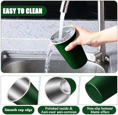 Mimorou 20 Pack 16 oz Stainless Steel Cups Metal Cup, Dark Green - Image 3