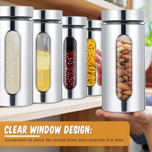 Mimorou 6 Pack 44 oz Airtight Stainless Steel Kitchen Canisters, Silver - Image 5