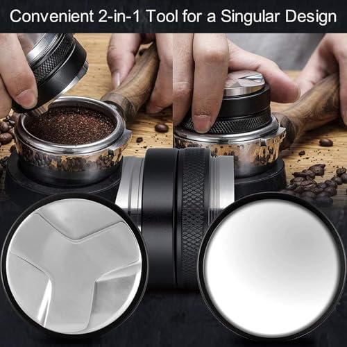 Luocute Espressos Accessories Kit, Dosing Funnel and Puck Screen Set, Double End Coffee Tamper Distributor Silicone Base Puck Screen Powder Dosing Rings Set for Espressos Tools (58mm) - Image 3