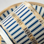 8.45oz European Ceramic Coffee Cup & Saucer Set of 2 with Handle & Gold Spoons, Stripe with Gold Accents, for Latte, Tea, Cappuccino, Gift Boxed for Tea Party, Housewarming Gift (two blue) - Image 5