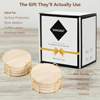 Travertine Marble Coaster Set of 8 with Holder, Neutral Beige Stone - Image 7