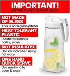 Lustroware QuickServe Airtight Pitcher - 2.1L (70oz), Heat Resistant, BPA-Free SAN Plastic, One Touch Open & Close, Space-Saving, Made in Japan - White (Pack of 2) - Image 2