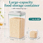 POP Airtight Flour-Rice Food-Storage Container - 4L/4.2Qt Jar with Lid(2Pc) and 3.3Oz Scoop(2Pc) | BPA-Free | Perfect for Storing Grains, pasta, Snacks | Stackable and Durable - Image 4