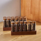 UPKOCH 1 Set Glass Coffee Beans Storage Tubes Coffee Bean Cellar with Wooden Stand Single Dose Vials for Tea Spices - Image 2