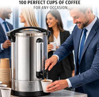 Zulay Commercial Coffee Maker, Coffee Urn 100 Cup, Large Coffee Percolator - 100 Cup Coffee Maker with Double-Wall Stainless Steel, Commercial Coffee Urn Quick Brew Tea Percolator for Events - Silver - Image 3