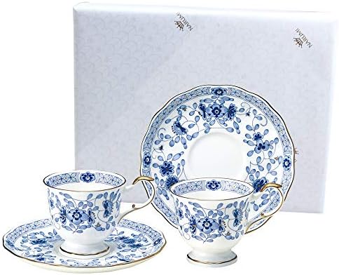 Narumi 9682-20515AZ Cup and Saucer Set, Milan, 7.8 fl oz (200 cc), Blue, Floral, Plum Blossom, Chintz, Pair of Coffee Cup & Saucer, Wedding Gift, Made in Japan, Gift Box Included, Wrapped by NARUMI+%E9%B8%A3%E6%B5%B7