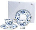 Narumi 9682-20515AZ Cup and Saucer Set, Milan, 7.8 fl oz (200 cc), Blue, Floral, Plum Blossom, Chintz, Pair of Coffee Cup & Saucer, Wedding Gift, Made in Japan, Gift Box Included, Wrapped by NARUMI+%E9%B8%A3%E6%B5%B7