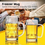 20oz Heavy Glass Beer Mug Set of 6 with Handle,Beer Mugs for Freezer, Large Glass Beer Stein - Image 3